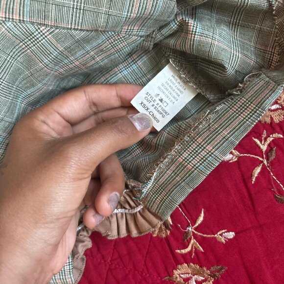 vintage forever 21 f21 sage green plaid vest top with buttons - Picture 4 of 6